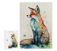 Puzzle for Teenagerss 300 PCS Wild Fox Watercolor Art Puzzles for Adults Fun Games Perfect Decoration Deal As Gifts for The Whole Family 300 PCS