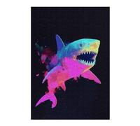 Puzzle for Teenagerss 38x26cm/1000pcs Colorful Shark Illustration on Black Background Jigsaws for Adults Relaxing Games Perfect Decoration Unique Birthday And Gifts 38x26cm/1000pcs