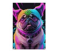 Puzzle for Teenagerss 38x26cm/1000pcs Neon Pug Portrait Jigsaws for Adults Hands-on Game Precision Cutting Unique Birthday And Gifts 38x26cm/1000pcs