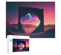 Puzzle for Teenagerss 500 PCS Beyond The Neon Horizon Adult Puzzles Brain Teaser Game Stress Reliever Unique Birthday And Gifts 500 PCS