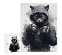 Puzzle for Teenagerss 500 PCS Boxer Cat Boxing Gloves Puzzles for Adults Brain Teaser Game Home Decoration Stress Reduction Gifts 500 PCS