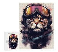 Puzzle for Teenagerss 500 PCS Cat Aviator with Goggles Puzzles for Adults Brain Teaser Game Home Decoration Stress Reduction Gifts 500 PCS