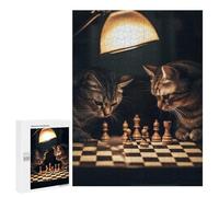 Puzzle for Teenagerss 500 PCS Cats Playing Chess Puzzles for Adults Brain Teaser Game Home Decoration Stress Reduction Gifts 500 PCS