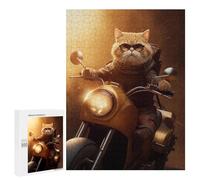 Puzzle for Teenagerss 500 PCS Cool Cat Riding Motorcycle Puzzles for Adults Fun Games Perfect Decoration Deal As Gifts for The Whole Family 500 PCS