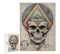 Puzzle for Teenagerss 500 PCS Geometric Skull Abstract Puzzles for Adults Fun Games Perfect Decoration Deal As Gifts for The Whole Family 500 PCS