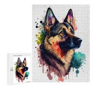 Puzzle for Teenagerss 500 PCS German Shepherd Watercolor Puzzle for Adults Relax Games But Fun And Humorous Unique Birthday And Gifts 500 PCS