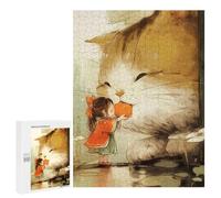 Puzzle for Teenagerss 500 PCS Girl Feeding Giant Cat Puzzles for Adults Brain Teaser Game Home Decoration Stress Reduction Gifts 500 PCS
