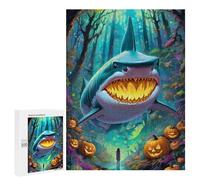 Puzzle for Teenagerss 500 PCS Halloween Shark Forest Puzzle for Adults Relax Games But Fun And Humorous Unique Birthday And Gifts 500 PCS