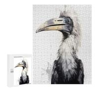 Puzzle for Teenagerss 500 PCS Hornbill Beauty Black Ink Puzzles for Adults Brain Teaser Game Home Decoration Stress Reduction Gifts 500 PCS