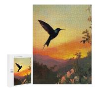 Puzzle for Teenagerss 500 PCS Hummingbird Sunset Puzzles for Adults Brain Teaser Game Home Decoration Stress Reduction Gifts 500 PCS