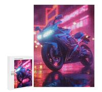 Puzzle for Teenagerss 500 PCS Motorcycle Aesthetic Neon Puzzles for Adults Brain Teaser Game Home Decoration Stress Reduction Gifts 500 PCS