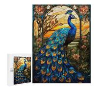 Puzzle for Teenagerss 500 PCS Peacock Stained Glass Puzzles for Adults Fun Games Perfect Decoration Deal As Gifts for The Whole Family 500 PCS