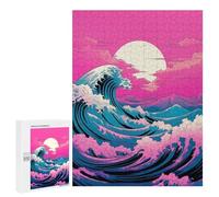 Puzzle for Teenagerss 500 PCS Pink Sunset Wave Puzzle for Adults Relax Games But Fun And Humorous Unique Birthday And Gifts 500 PCS