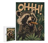 Puzzle for Teenagerss 500 PCS Raccoon Smoking Weed Cigar Puzzles for Adults Brain Teaser Game Home Decoration Stress Reduction Gifts 500 PCS