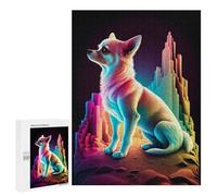 Puzzle for Teenagerss 500 PCS Rainbow Dog in Abstract Landscape Puzzles for Adults Brain Teaser Game Home Decoration Stress Reduction Gifts 500 PCS