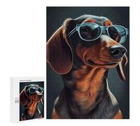 Puzzle for Teenagerss 500 PCS Stylish Dachshund Sunglasses Puzzles for Adults Brain Teaser Game Home Decoration Stress Reduction Gifts 500 PCS