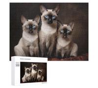 Puzzle for Teenagerss 500 PCS Three Siamese Cats Adult Puzzles Toy Wall Decor Staycation Kill Time for Birthday, Chrismas 500 PCS