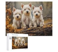 Puzzle for Teenagerss 500 PCS Three West Highland White Terrier Puppies Adult Puzzles Toy Wall Decor Staycation Kill Time for Birthday, Chrismas 500 PCS