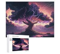 Puzzle for Teenagerss 500 PCS Thunderstorm Tree Lightning Adult Puzzles Toy Wall Decor Staycation Kill Time for Birthday, Chrismas 500 PCS