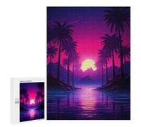 Puzzle for Teenagerss 500 PCS Tropical Neon Dreams Puzzles for Adults Brain Teaser Game Home Decoration Stress Reduction Gifts 500 PCS