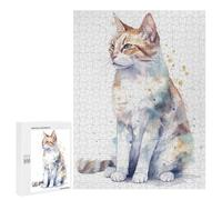 Puzzle for Teenagerss 500 PCS Watercolor Manx Cat Art Puzzles for Adults Fun Games Perfect Decoration Deal As Gifts for The Whole Family 500 PCS