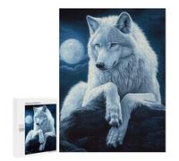 Puzzle for Teenagerss 500 PCS White Wolf Under Moonlight Adult Puzzles Brain Teaser Game Stress Reliever Unique Birthday And Gifts 500 PCS