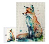 Puzzle for Teenagerss 500 PCS Wild Fox Watercolor Art Puzzles for Adults Fun Games Perfect Decoration Deal As Gifts for The Whole Family 500 PCS