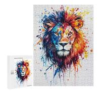 Puzzle for Teenagerss 500 PCS Wildly Majestic Lion Watercolor Puzzles for Adults Brain Teaser Game Home Decoration Stress Reduction Gifts 500 PCS