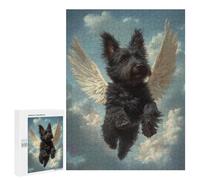 Puzzle for Teenagerss 500 PCS Winged Black Dog in The Sky Pet Memorial Art Puzzles for Adults Brain Teaser Game Home Decoration Stress Reduction Gifts 500 PCS