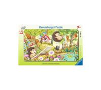 Puzzle frame 15 pieces: Garden animals