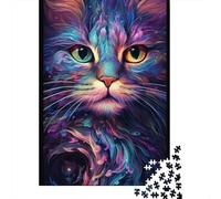 Puzzle für Erwachsene, 1000 Teile, bunte Katze mit großen Augen, Papierpuzzle für Erwachsene und Jugendliche, Heimdekoration, Puzzlespielzeug, 1000 Teile (38 x 26 cm)