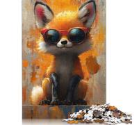 Puzzle für Erwachsene, 1000 Teile, cooler Fuchs mit Sonnenbrille, Papierpuzzle für Erwachsene, Lernspiel, Herausforderungsspielzeug, 1000 Teile (38 x 26 cm)