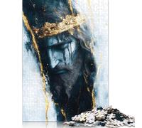 Puzzle für Erwachsene, 1000 Teile, Gekrönter Jesus auf Marmorpapier, Puzzle für Erwachsene, Lernspiel, Herausforderungsspielzeug, 1000 Teile (75 x 50 cm)