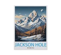 Puzzle für Erwachsene 1000 Teile, Jackson Hole Wyoming Vintage-Reiseplakat, Schwieriges Puzzle, perfektes pädagogisches Geschenk für Jungen und Mädchen-AY477-50x70cm