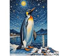 Puzzle für Erwachsene, 1000 Teile, Pinguin unter Sternenhimmel, Papierpuzzle für Erwachsene, Lernspiel, Herausforderungsspielzeug, 1000 Teile (75 x 50 cm)