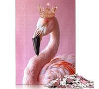 Puzzle für Erwachsene, 500 Teile, Flamingo-König, Pastellkrone, kreatives Holzpuzzle für Erwachsene, Teenager-Puzzle, anspruchsvolles Spiel (52 x 38 cm)
