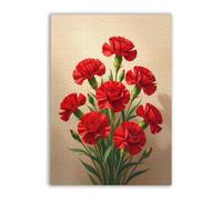 Puzzle Fun 500 Pieces for Adults Romantic Oil Painting red Carnations for Players Who Like to Challenge The Difficult and Unlock More Complex Patterns in Hd