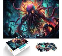 Puzzle Game Colorful and Psychedelic Cthulhu Invasion for Adults 1000 Pieces Puzzle Wood Jigsaw Educational Game Home Decoration Jigsaw Puzzles (50x75cm)