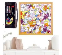 Puzzle Game - Rabbit Picture Frame Craft with Hand-Painted Coloring for Kids, Interactive Puzzle Game for Ages 6-12, Preschool Boys and Girls, Fun Educational Activity Christmas, Birthday, Holiday