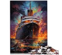 Puzzle Game The colorful psychedelia of Titanic 1000 Piece Jigsaw Wooden Jigsaw Puzzles Jigsaw Puzzles for for Challenging Puzzle Game and Family Play (50x75cm)