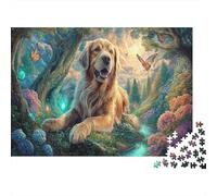 Puzzle Golden Retriever in Enchanted Forest Jigsaw for Adults 1000 Piece, Pet, Challenging for The Whole Family & Women, Gifts for Men 70x50cm/1000pcs