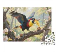 Puzzle Great Hornbill 1000 Piece Challenge Toy for Adults,Rainforest Ecology Impossible Jigsaw Puzzles 1000 Piece Educational Game Home Decoration 1000pcs (75x50cm)