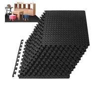 Puzzle Gymnastics Mat, Interlocking EVA | 30 x 30 x 1 cm, 12-Piece Shock Absorbing Set, 720 g - This Versatile Padded Surface Provides a Safe and Non-Slip Area