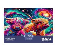 Puzzle Highland Cattle 1000 Piece Challenge Toy for Adults, Fantasy Space Impossible Jigsaw Puzzles 1000 Pieces Educational Games Puzzle Gifts 52x38cm/1000pcs