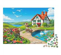 Puzzle Idyllic Half-timbered House Garden Jigsaw for Adults 1000 Piece, Scenery, Challenging for The Whole Family & Women, Gifts for Men 70x50cm/1000pcs
