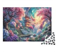 Puzzle Japanese Pagoda Under Cherry Blossoms Jigsaw Adults 1000 Pieces, Scenery, Educational Games, Home Decoration 70x50cm/1000pcs