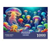 Puzzle Jellyfish 1000 Piece Challenge Game for Adults, Fantasy Ecological Landscape Impossible Jigsaw Puzzles 1000 Pieces Educational Games Puzzle Gifts 52x38cm/1000pcs