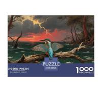 Puzzle Kingfisher 1000 Pieces Challenge Toy for Adults,Thunderstorm Dusk Impossible Jigsaw Puzzles 1000 Pieces Educational Game Home Decoration 38x26cm/1000pcs