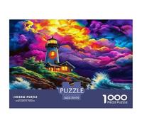 Puzzle Lighthouse 1000 Pieces Challenge Game for Adults, Gradient Color Coastal Impossible Jigsaw Puzzles 1000 Piece Educational Game Home Decoration 70x50cm/1000pcs