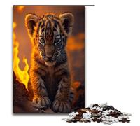 Puzzle Little Fire Tigers 1000 Piece Jigsaw Wooden for Adults & Kids Age 12 Up Family Fun Puzzle 1000 PCS(75x50cm)